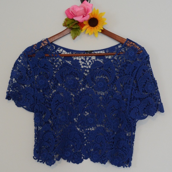 Tops - Blue Lace Crop Top